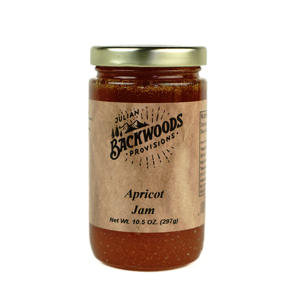 Apricot Jam - Front label of a 10.5 oz jar of jam