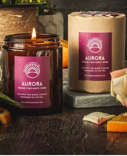 Aurora Fellside Candle Co. Candle with Orange, Palo Santo and Roses Full Size or Travel Size