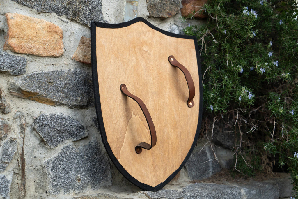 Wood-handmade-shield-leather-straps