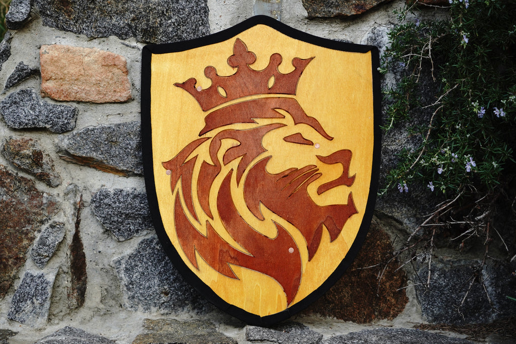 handmade-wooden-shield-lion-emblem