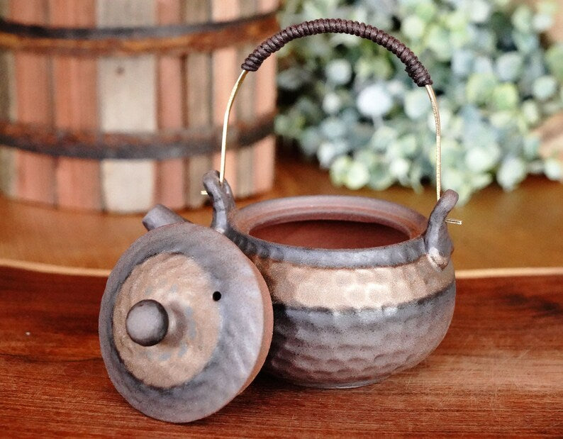 Bronze Layer Glaze Eastern Teapot with Brass Handle