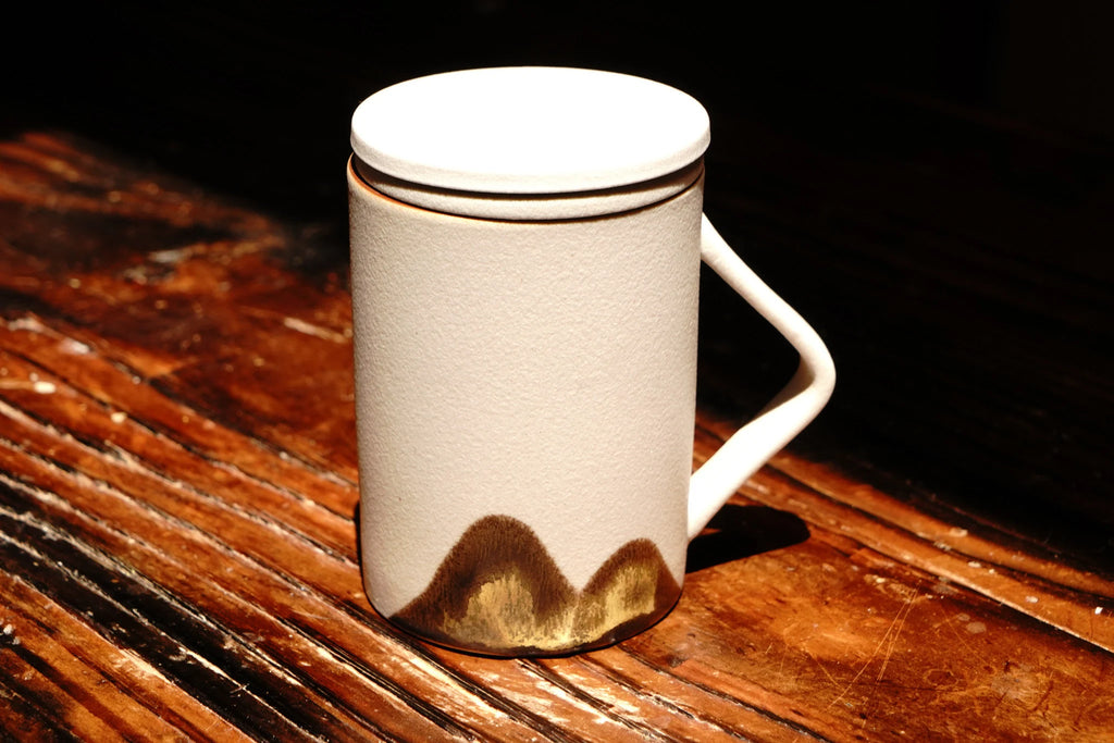 Mountain Glaze Grey Mug with Built-in Loose Leaf Strainer