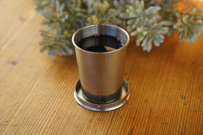 Collapsing Stainless Steel Travel Cup With Keychain