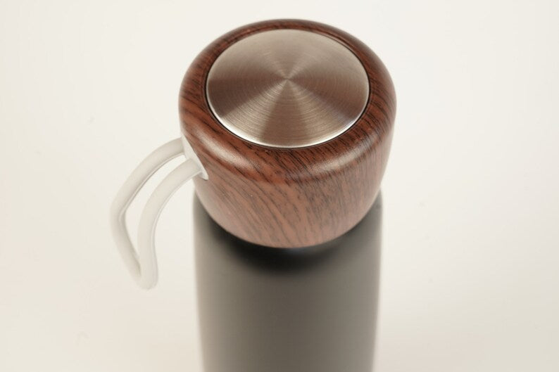Black Insulated Tumbler With Wooden Lid