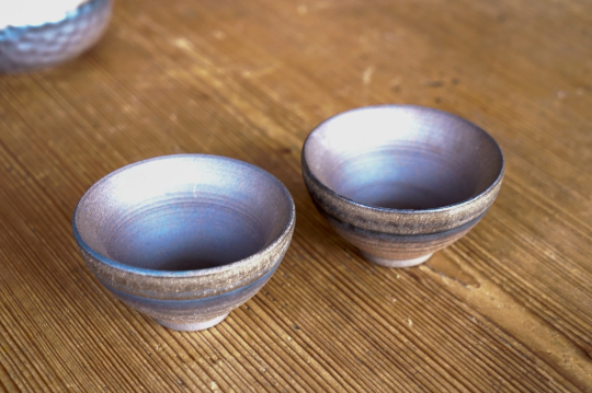 Brown and Bronze Rough Ceramic Sauce Dipping Bowl
