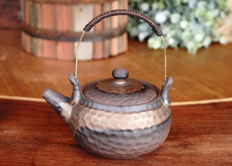 Bronze Layer Glaze Eastern Teapot with Brass Handle