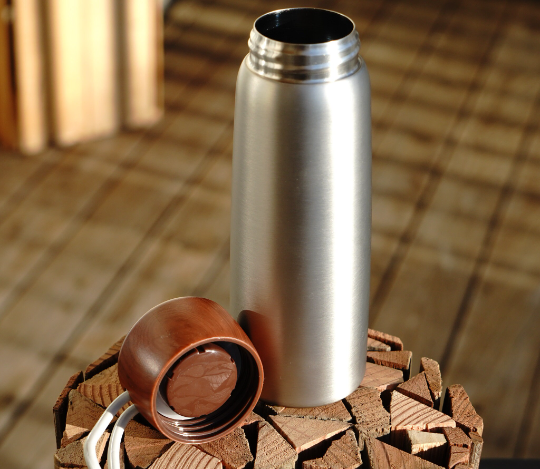 Sliver Insulated Tumbler With Wooden Lid