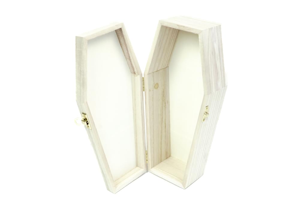 10" Ready To Paint Wooden Coffin For Halloween, Crafts, Gift Box, Jewerly Box, and Projects