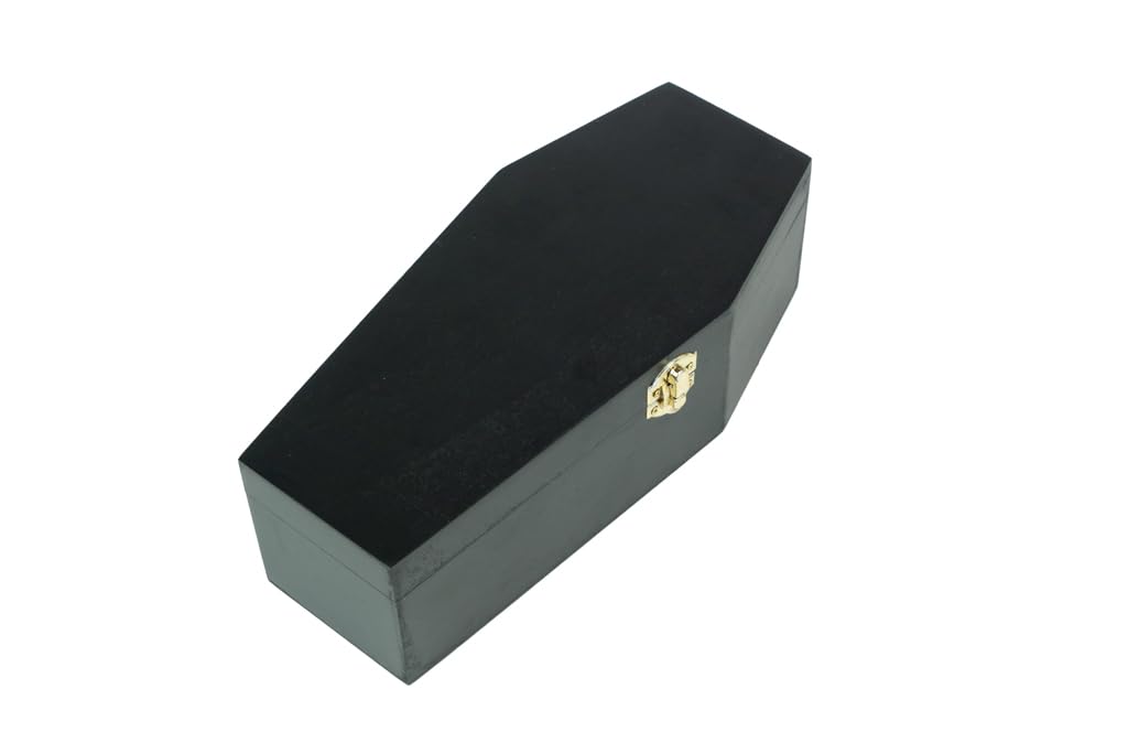 Backwoods Provisions 10" Black Wooden Coffin For Halloween, Crafts, Gift Box, Jewerly Box, and Projects