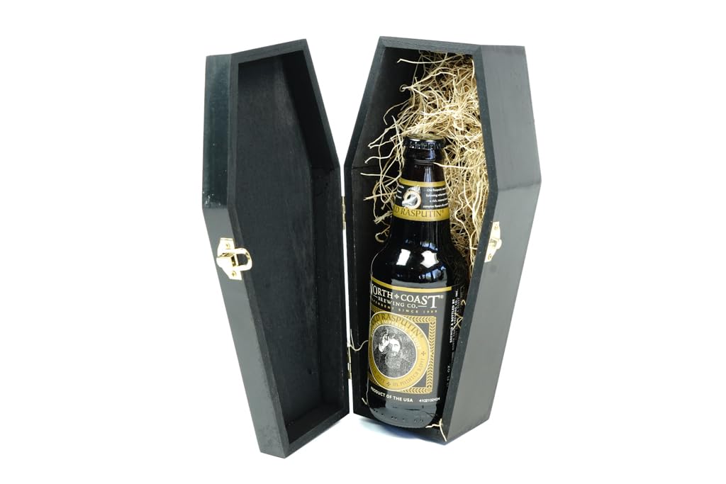 Backwoods Provisions 10" Black Wooden Coffin For Halloween, Crafts, Gift Box, Jewerly Box, and Projects