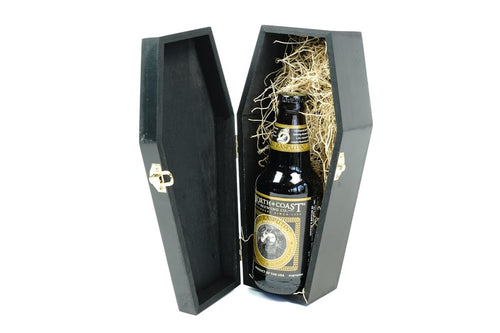 Backwoods Provisions 10" Black Wooden Coffin For Halloween, Crafts, Gift Box, Jewelry Box, and Projects