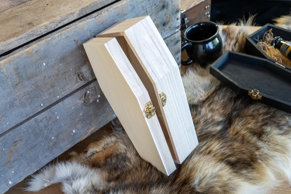 10" Ready To Paint Wooden Coffin For Halloween, Crafts, Gift Box, Jewerly Box, and Projects