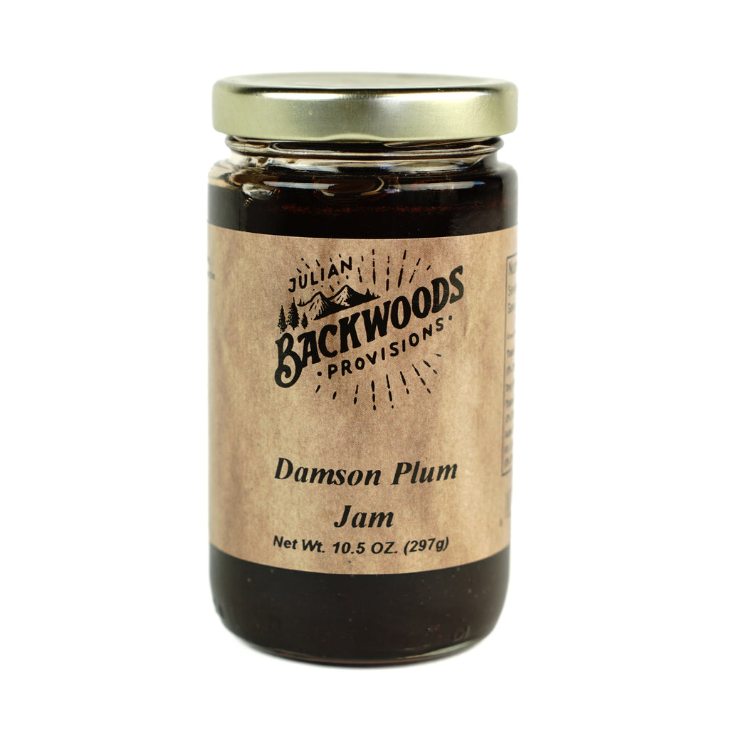 Damson Plum Jam - 10.5 oz Jar of jam front label