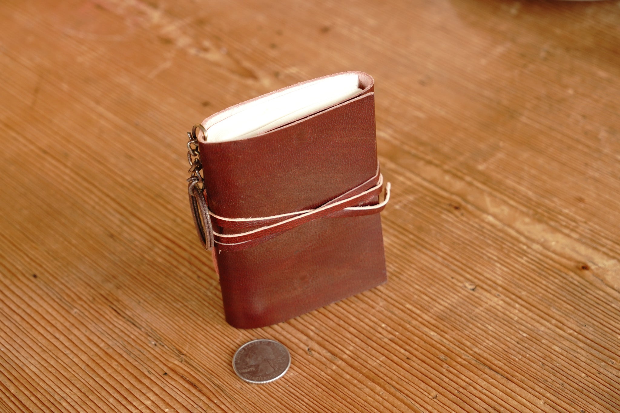Mini Journal with Red Leather - fits on a keychain.