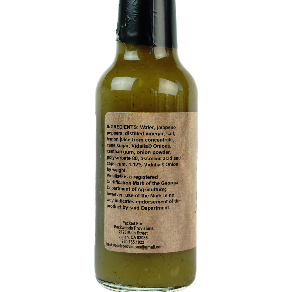 Backwoods Provisions Vidalia Onion Jalapeno Pepper Hot Sauce 5 oz.