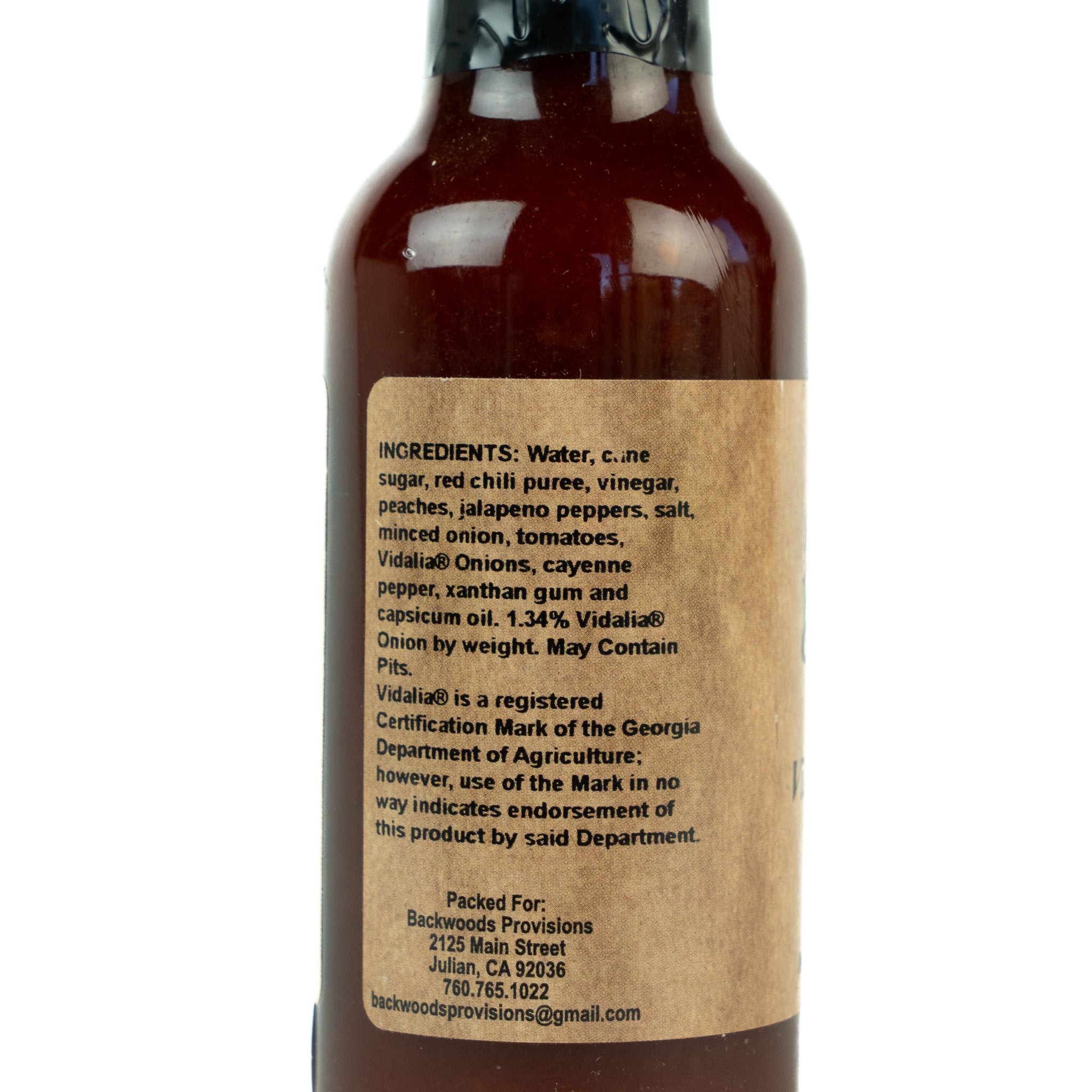 Vidalia Onion Peach Hot Sauce - Back Label