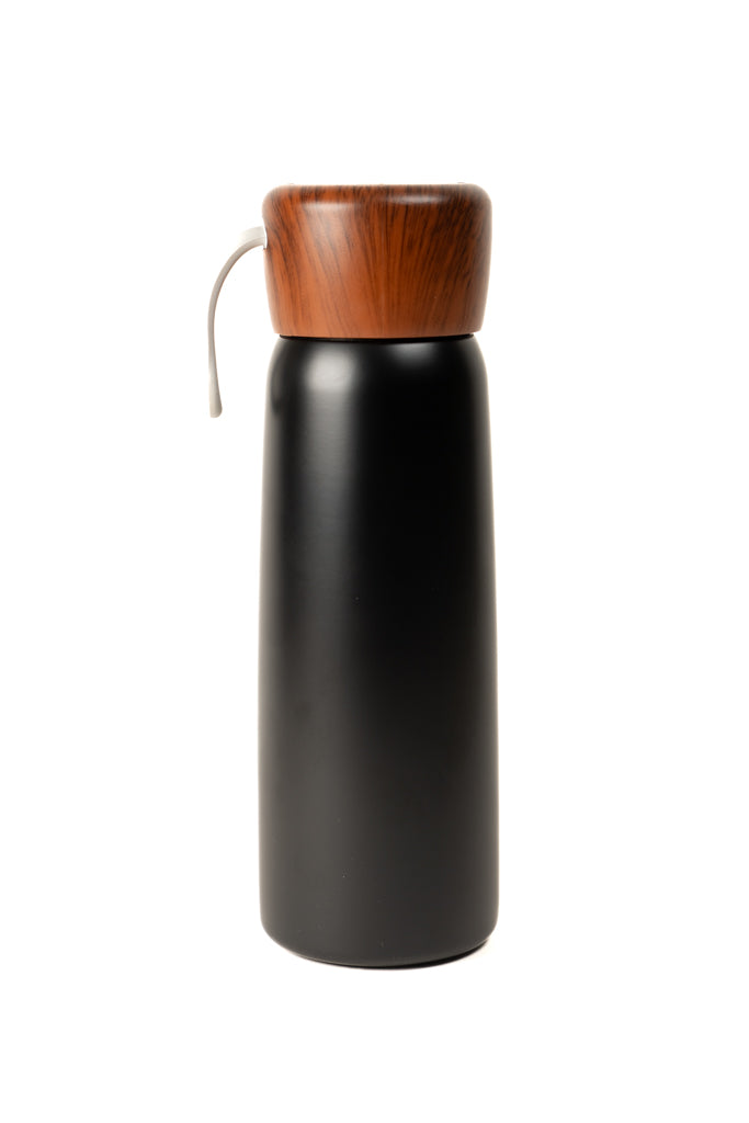Black Insulated Tumbler With Wooden Lid
