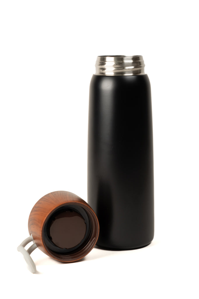 Black Insulated Tumbler With Wooden Lid