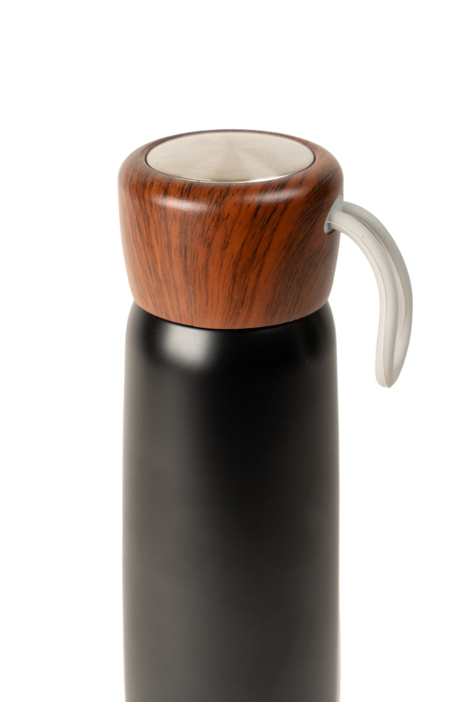 Black Insulated Tumbler With Wooden Lid