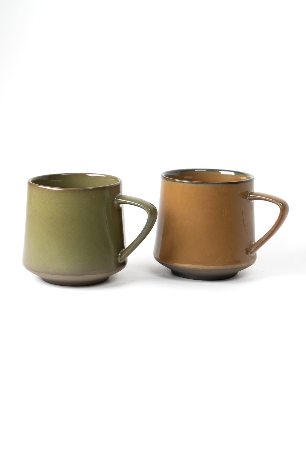 Tan and Olive Colored Dip Glazed Ceramic Mug