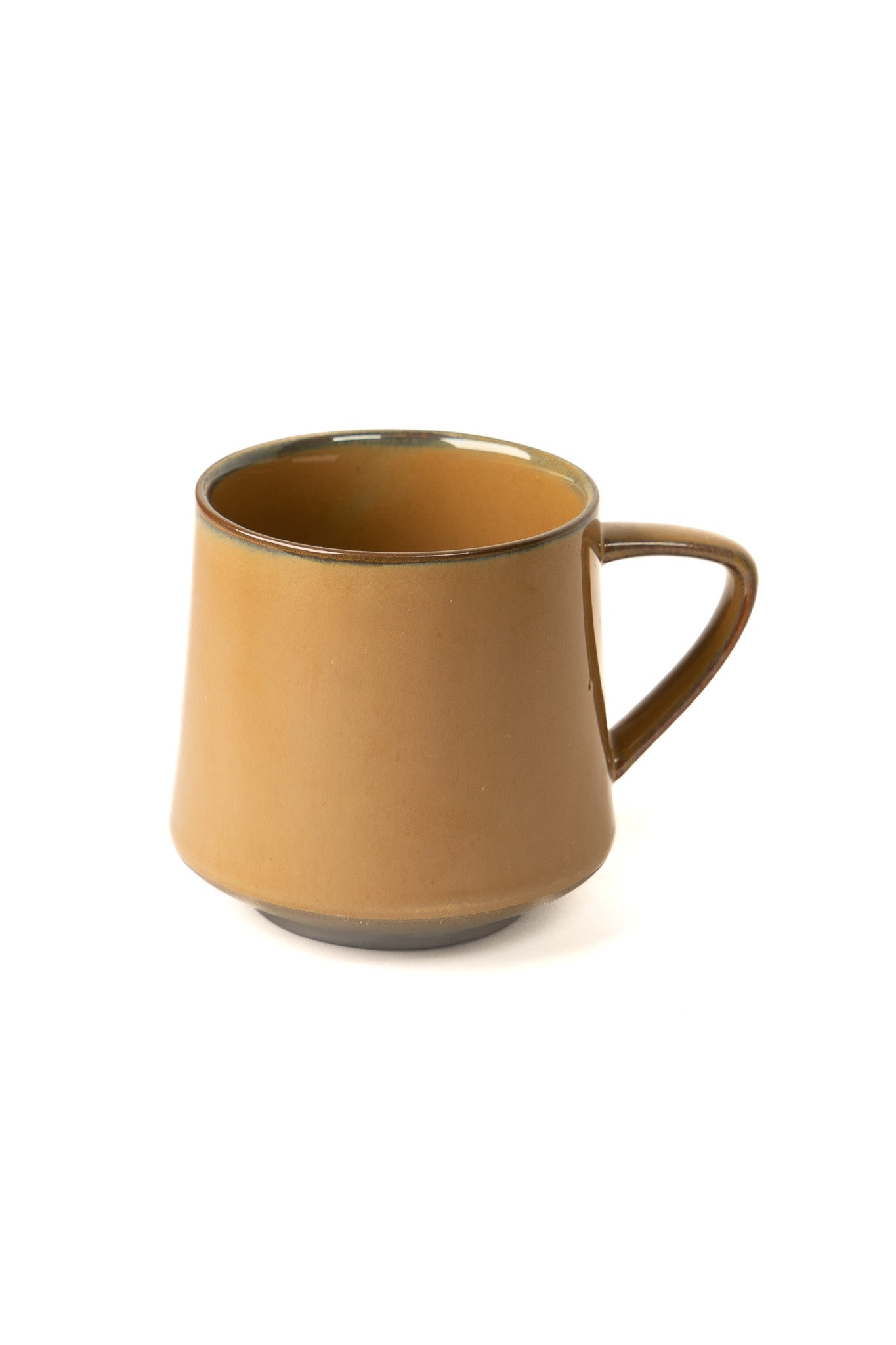Tan and Olive Colored Dip Glazed Ceramic Mug