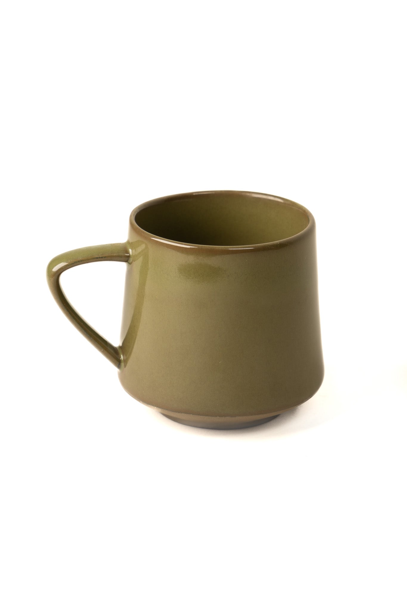 Tan and Olive Colored Dip Glazed Ceramic Mug