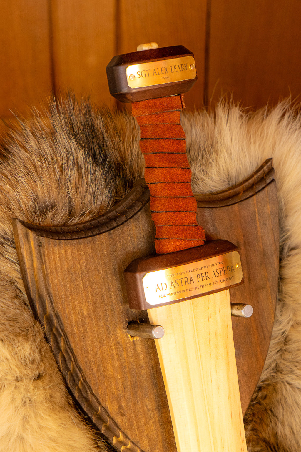 Handcrafted Wooden Gladius Wall Mount