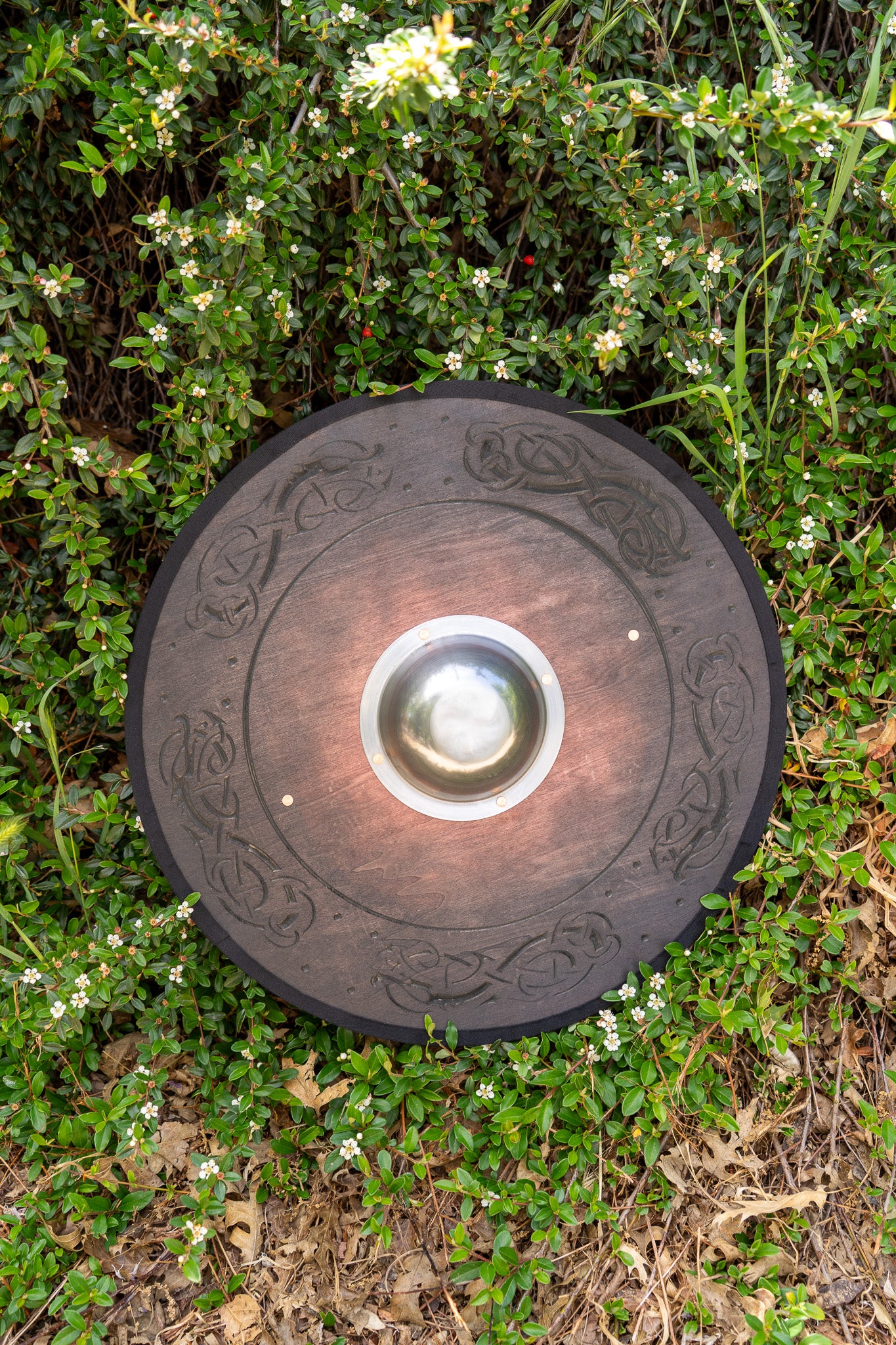 Stained Embossed Design Toy Viking Shield with Steel Boss