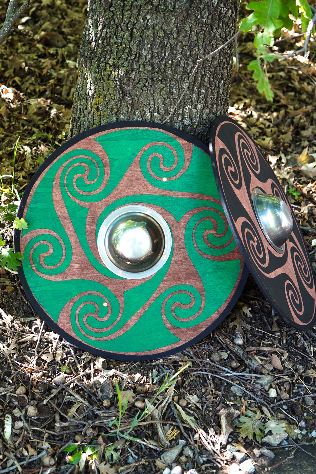Stained Celtic Swirl Pattern Toy Shield with Steel Boss
