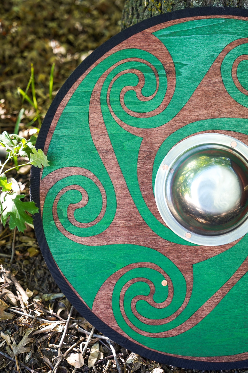 Stained Celtic Swirl Pattern Toy Shield with Steel Boss