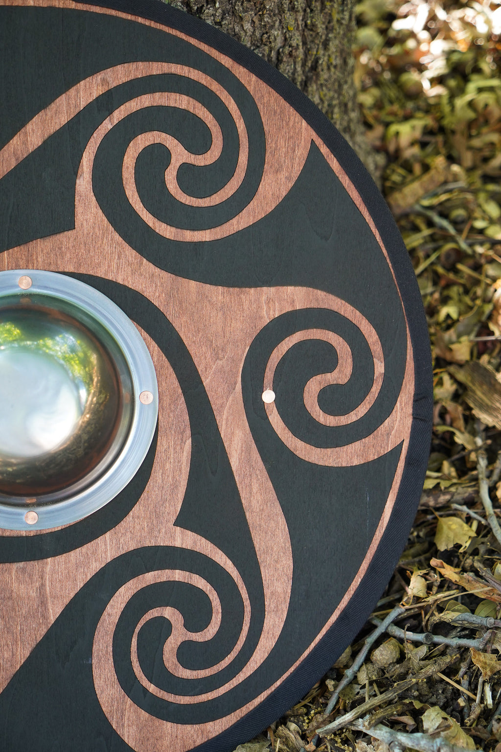 Stained Celtic Swirl Pattern Toy Shield with Steel Boss