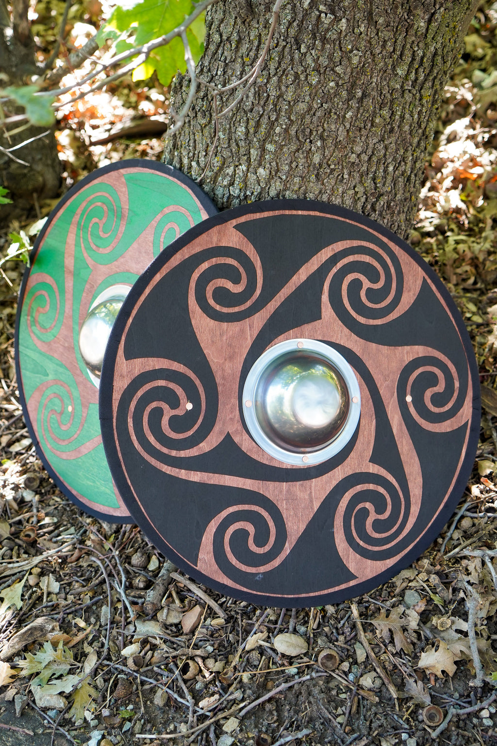 Stained Celtic Swirl Pattern Toy Shield with Steel Boss