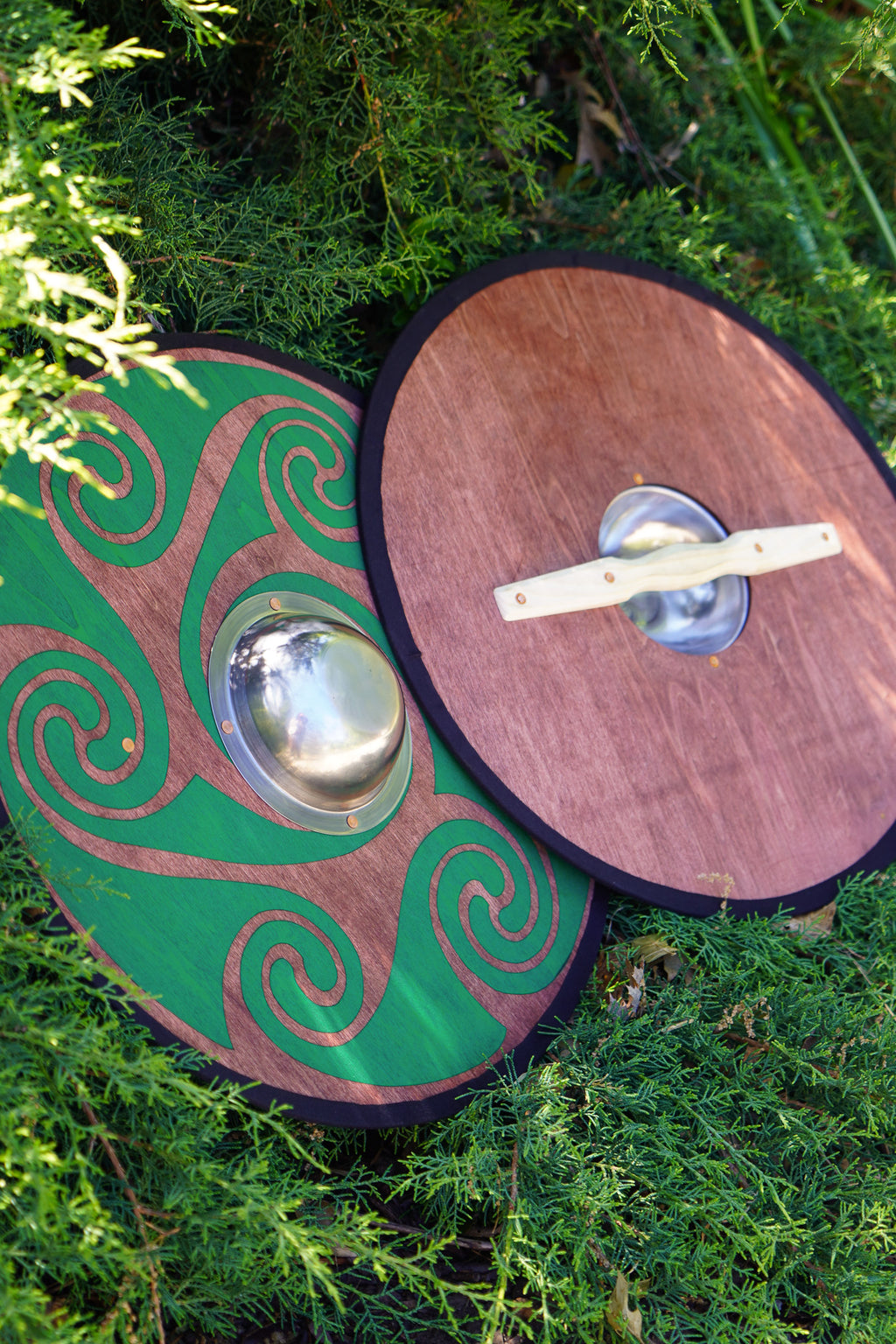 Stained Celtic Swirl Pattern Toy Shield with Steel Boss