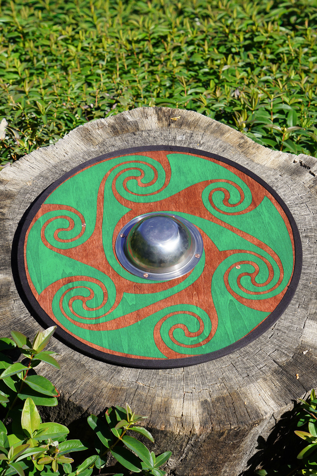 Stained Celtic Swirl Pattern Toy Shield with Steel Boss
