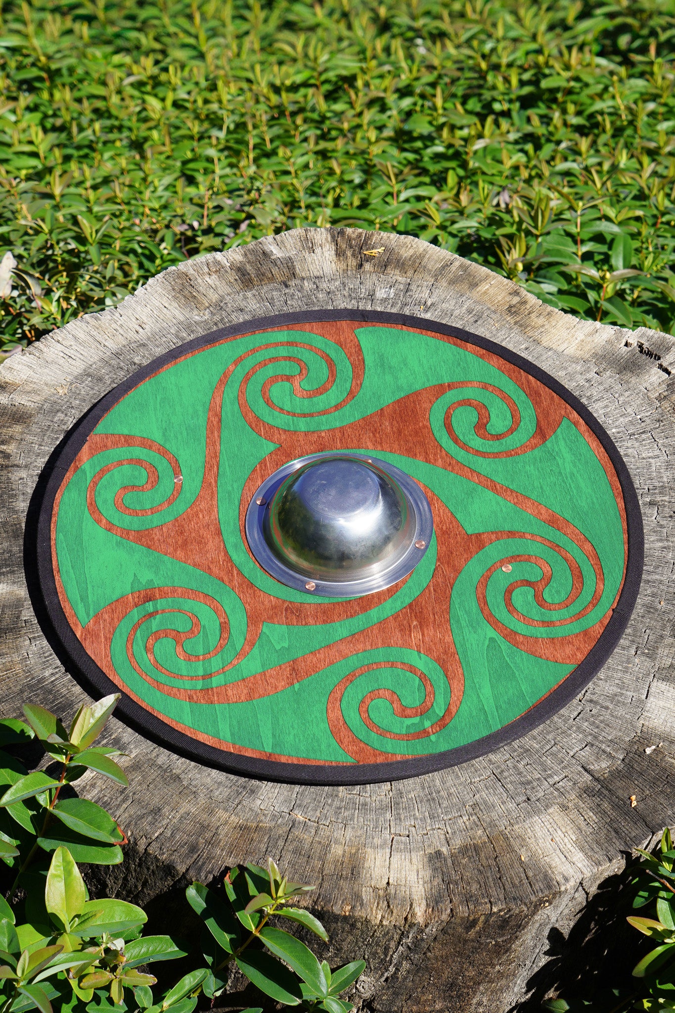 Stained Celtic Swirl Pattern Toy Shield with Steel Boss