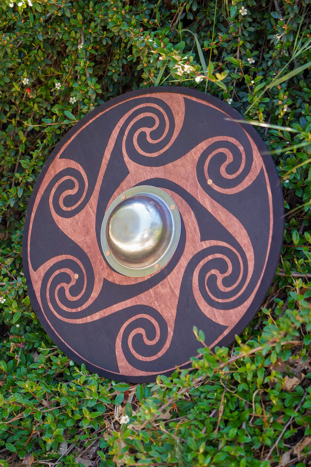 Stained Celtic Swirl Pattern Toy Shield with Steel Boss