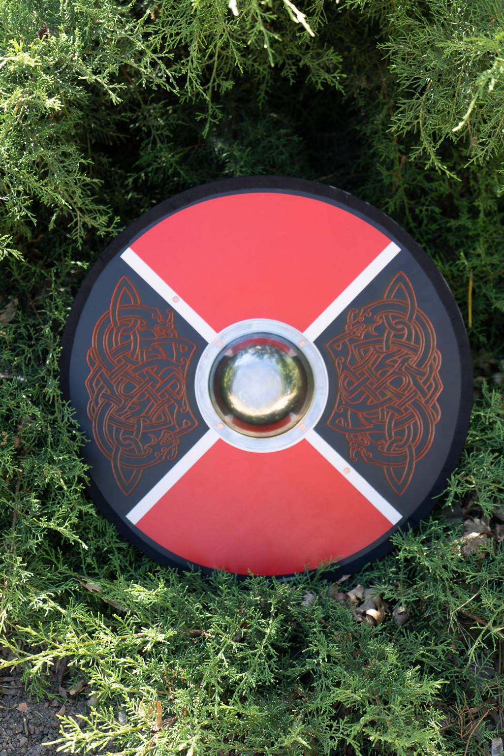 Hand Made Painted Toy Viking Shield with Steel Boss