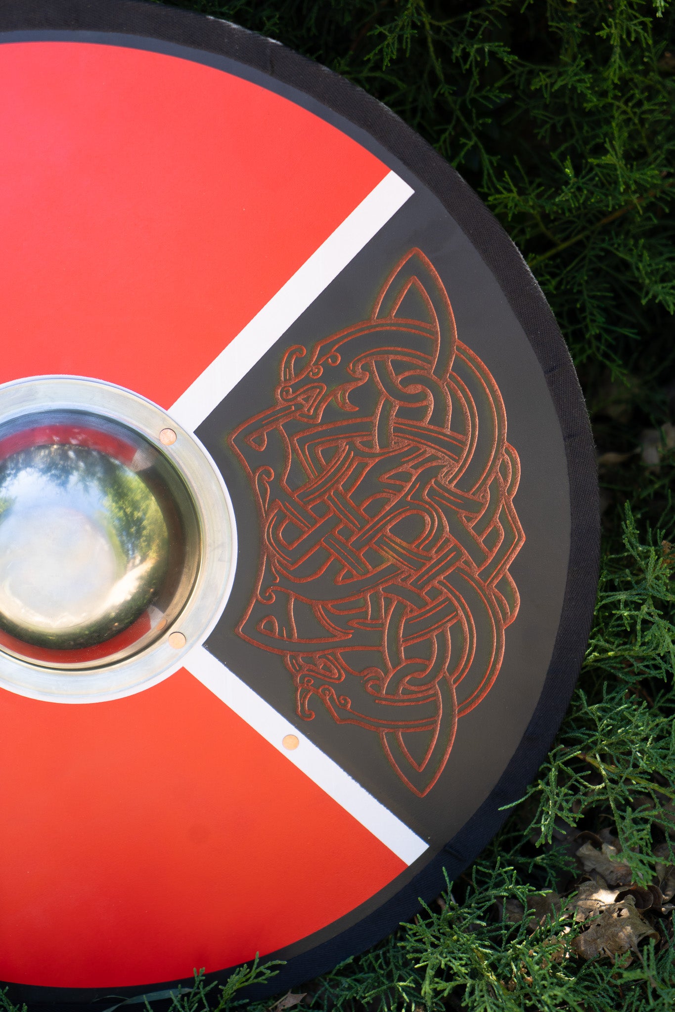 Hand Made Painted Toy Viking Shield with Steel Boss