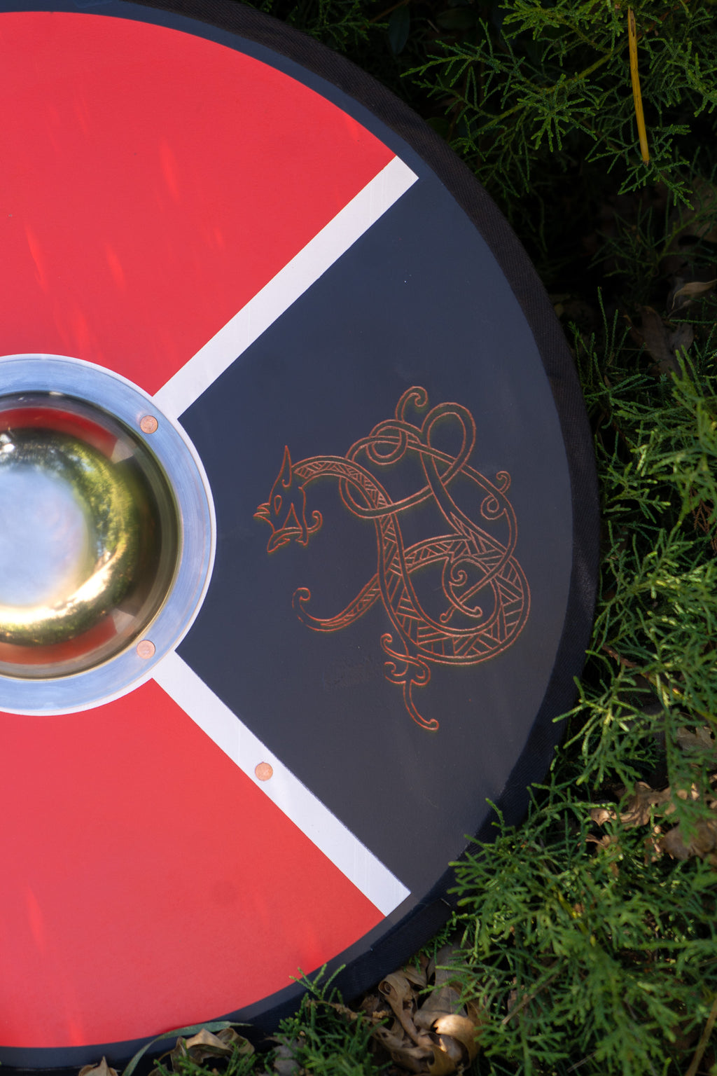 Hand Made Painted Toy Viking Shield with Steel Boss