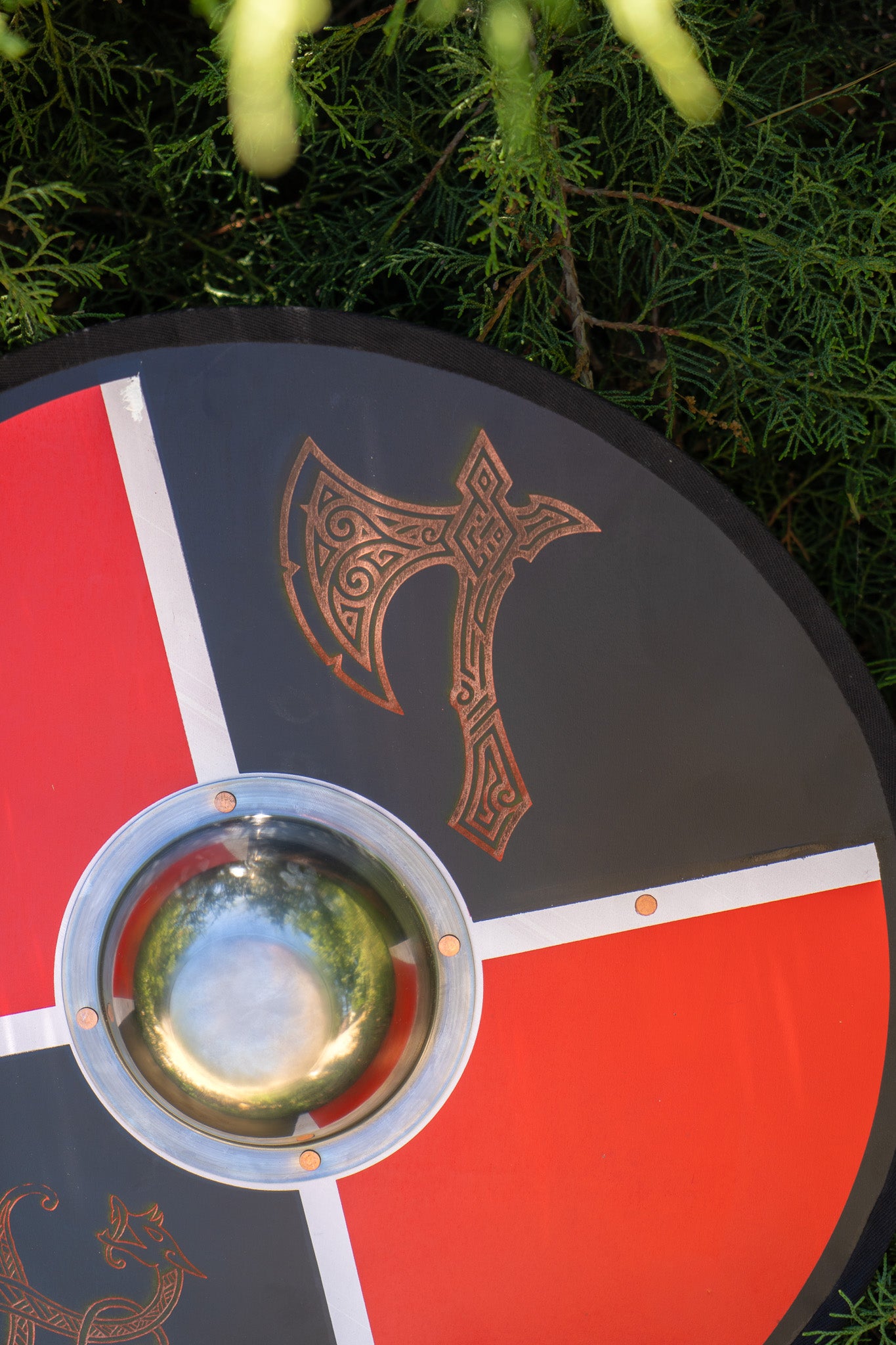 Hand Made Painted Toy Viking Shield with Steel Boss