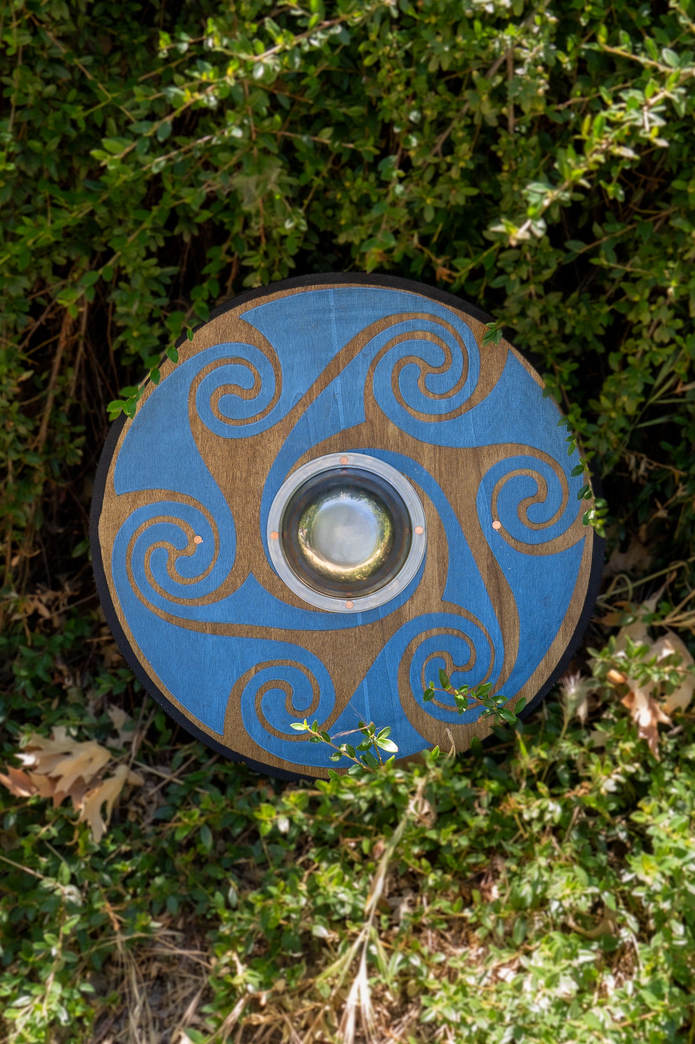 Stained Celtic Swirl Pattern Toy Shield with Steel Boss