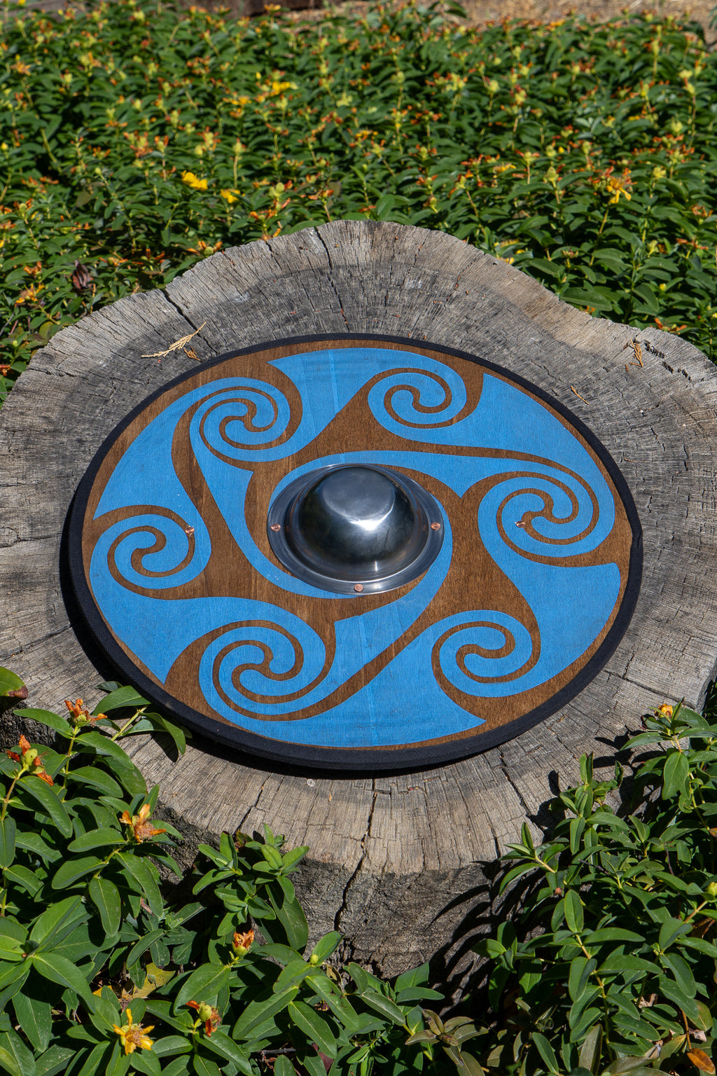 Stained Celtic Swirl Pattern Toy Shield with Steel Boss