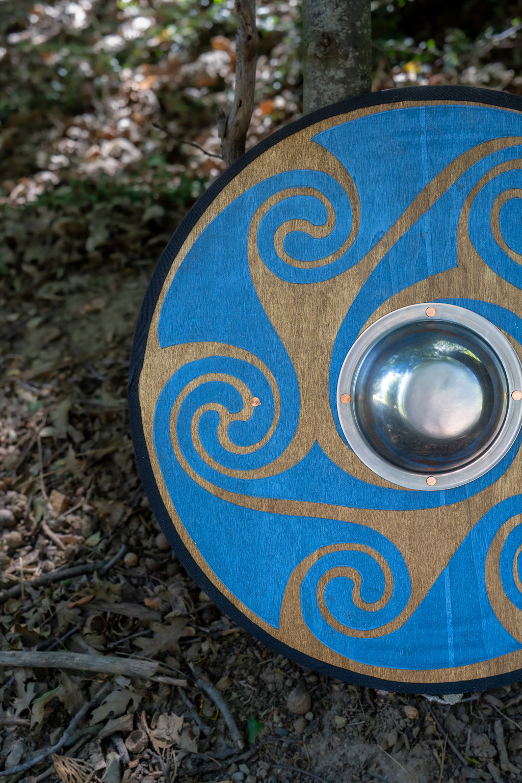 Stained Celtic Swirl Pattern Toy Shield with Steel Boss