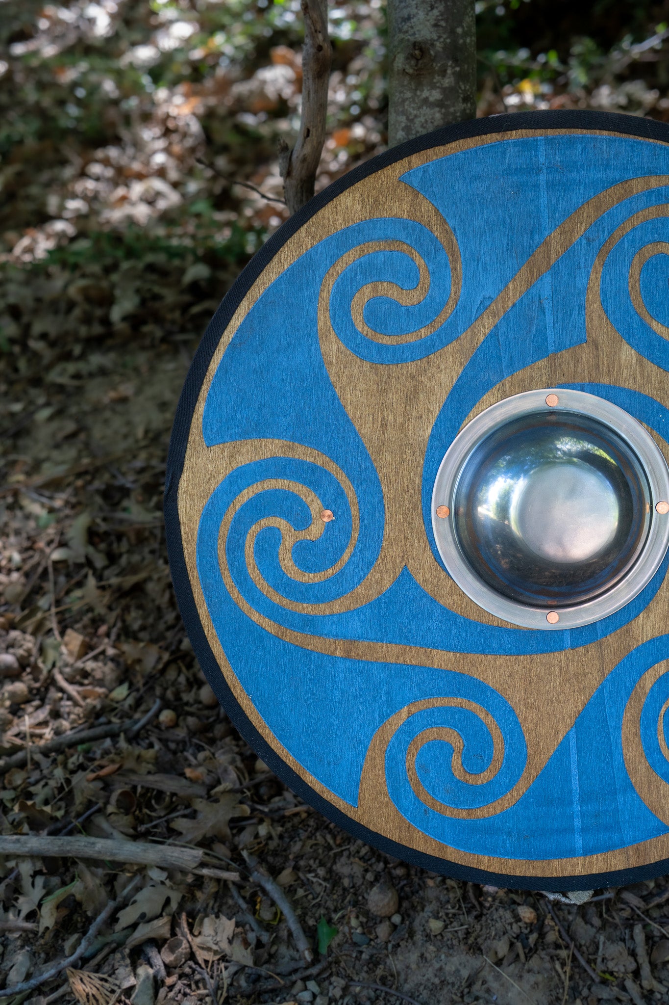 Stained Celtic Swirl Pattern Toy Shield with Steel Boss