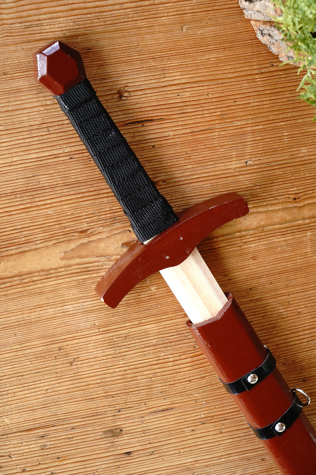 Children's Brown Wooden Toy Medieval Knight Sword With Wooden Sheath