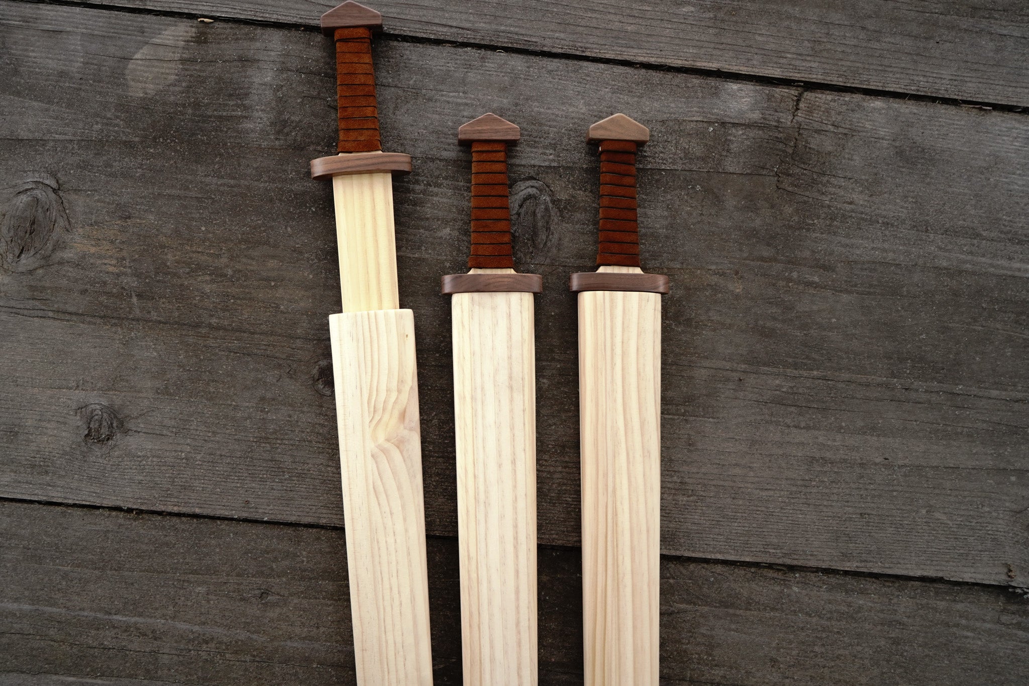 Large Viking Sword, Wooden Sheath with Leather Wrapped Handle