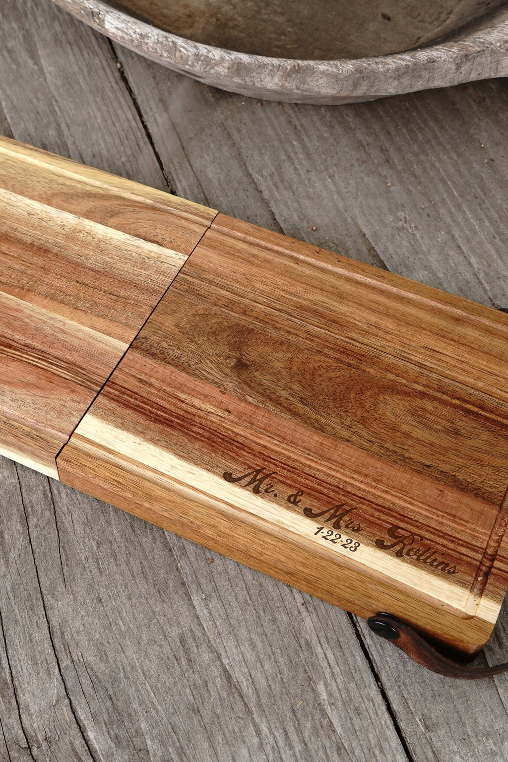 Acacia Folding Cheese Board with Webbing Handles
