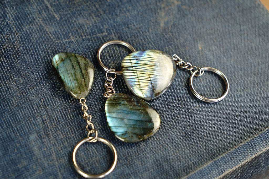 Labradorite Keychain - Size and Shape Varying