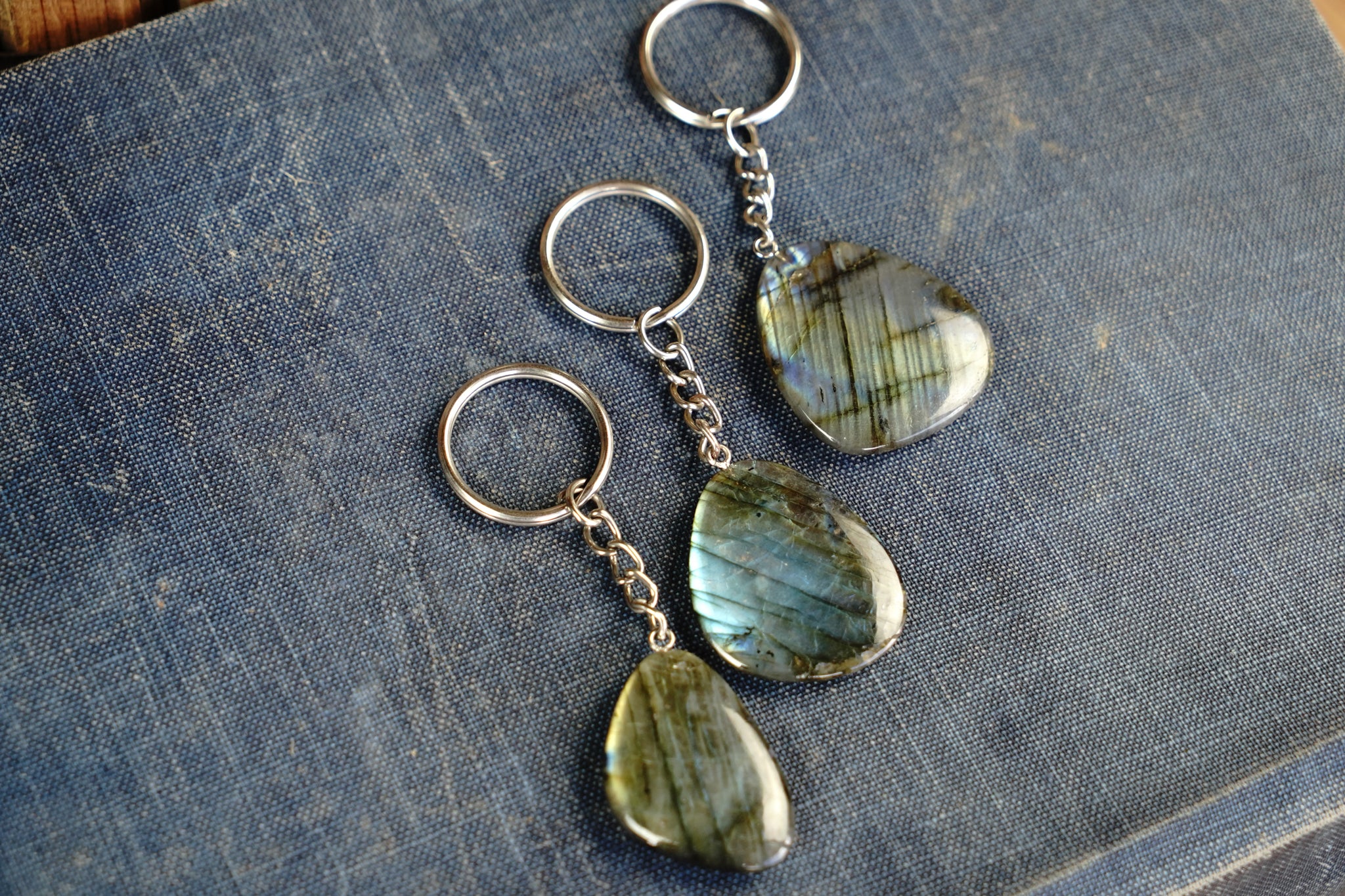 Labradorite Keychain - Size and Shape Varying