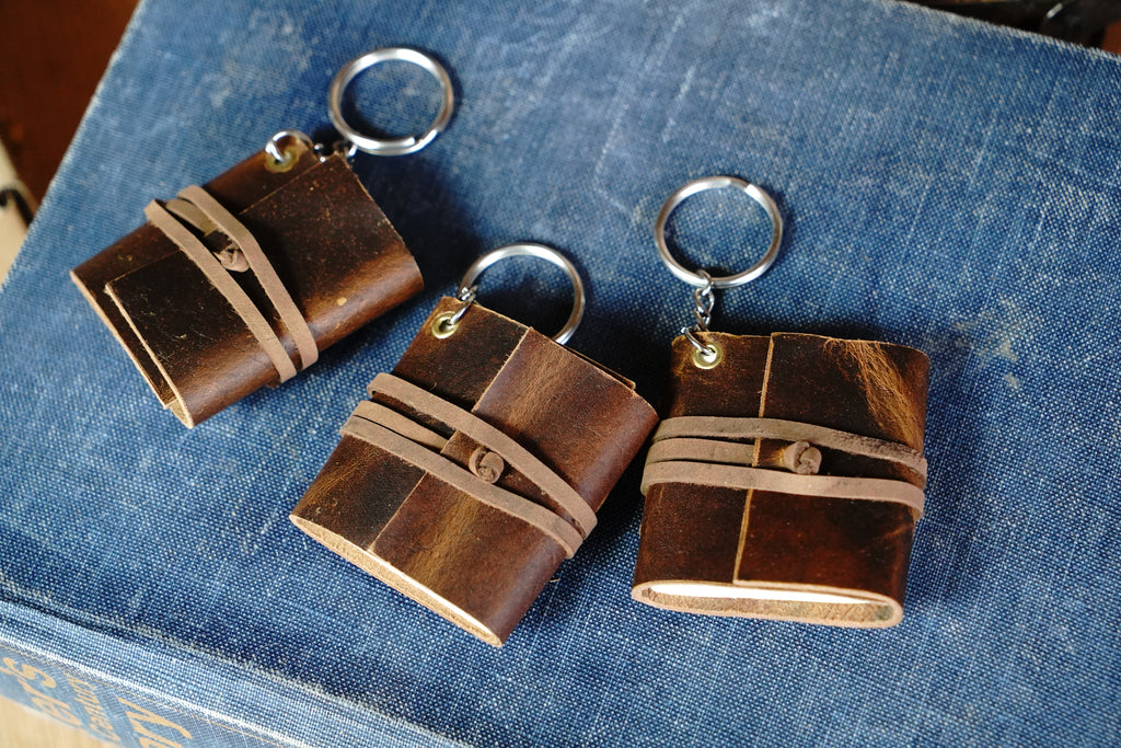 Mini Leather Journal Keychains - Set of 3